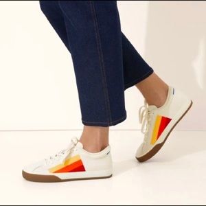 Rothy’s lace up sneakers - yellow candy stripe sz 7